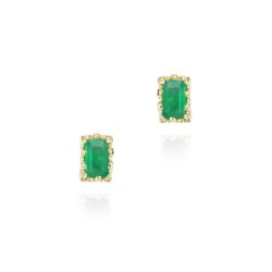 Pendientes con ónix verde rectangular en baño de oro 18k