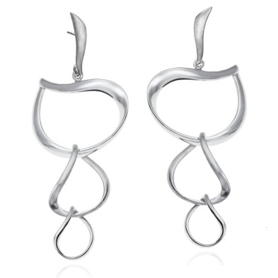 Pendientes midi orgánicos de plata de ley 925