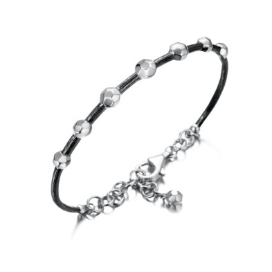 Rigid silver bracelet with black rhutenium plating