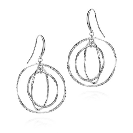 Interlocking Hoop Hook Earrings in Sterling Silver 925