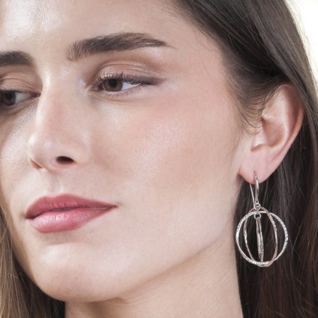 Interlocking Hoop Hook Earrings in Sterling Silver 925