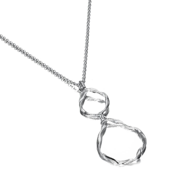 Irregular pendant with two links in sterling silver