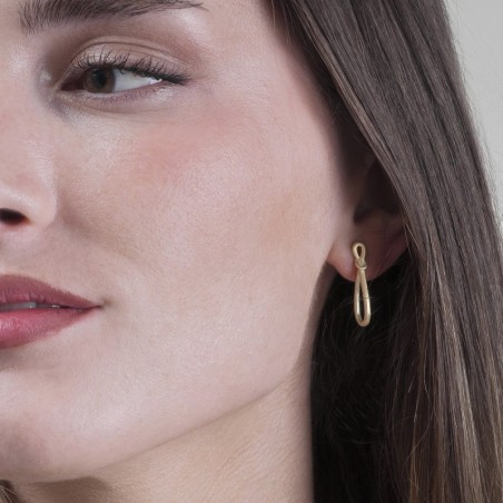 Pendientes oval mini de Plata con Baño de Oro