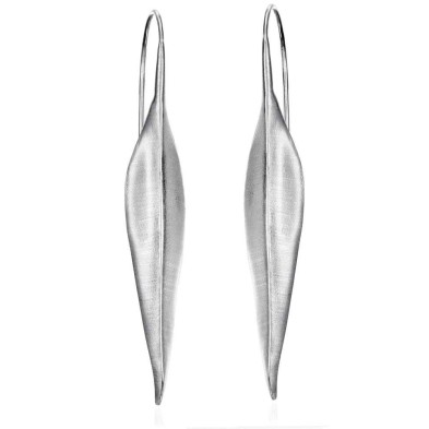 Hook earrings with leaf in sterling silver 925
