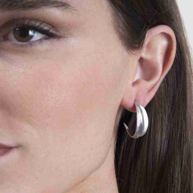 Pendientes de aro con hoja de plata de ley 925