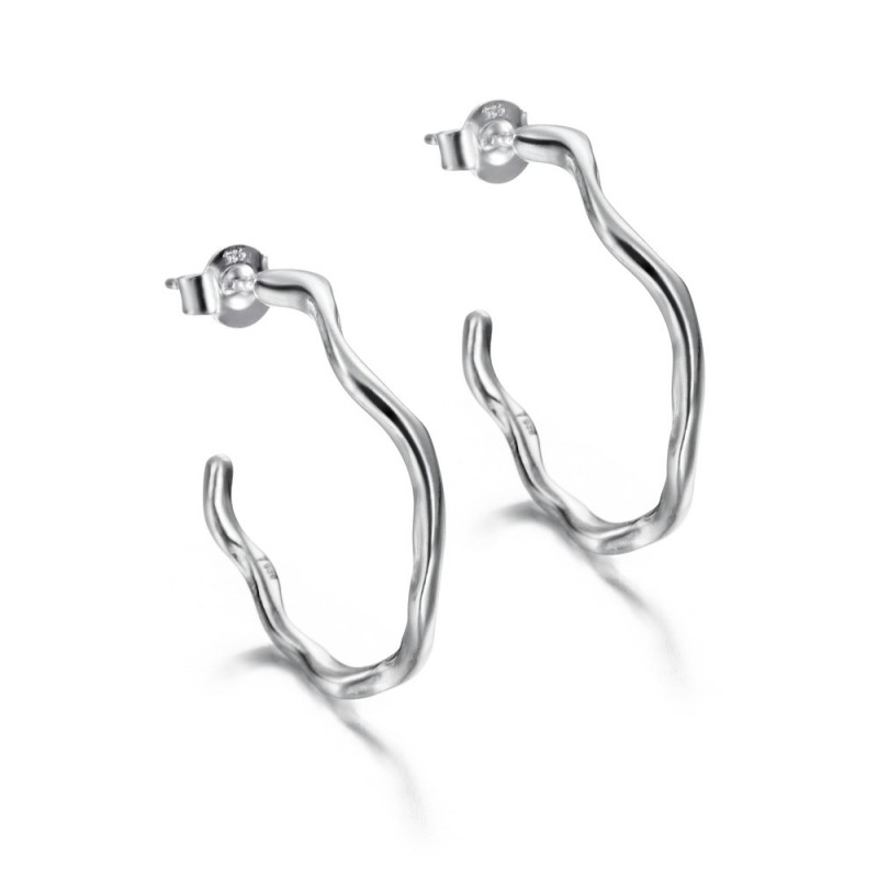 Irregular hoop earrings in sterling silver