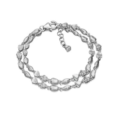 Double bracelet with an irregular texture in 925 sterling silver