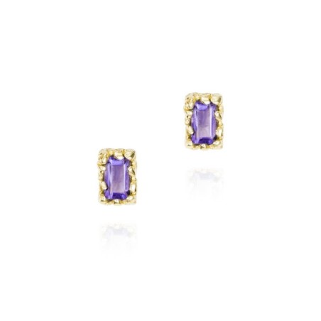 Rectangular amethyst earrings in 18k gold vermeil