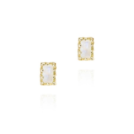 Rectangular spectrolite earrings in 18k gold vermeil