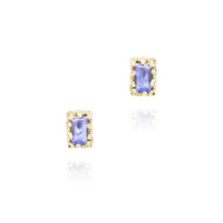 Rectangular iolite earrings in 18k gold vermeil