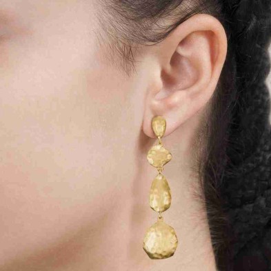 Pendientes con olivino rectangular en baño de oro 18k