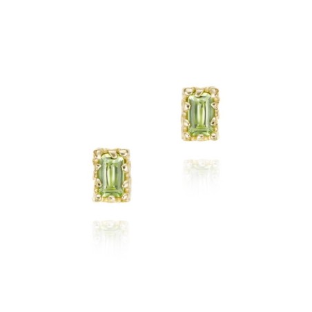 Rectangular peridot earrings in 18k gold vermeil