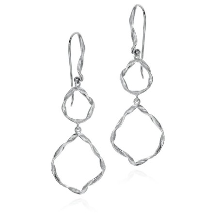 Irregular hook earrings in sterling silver