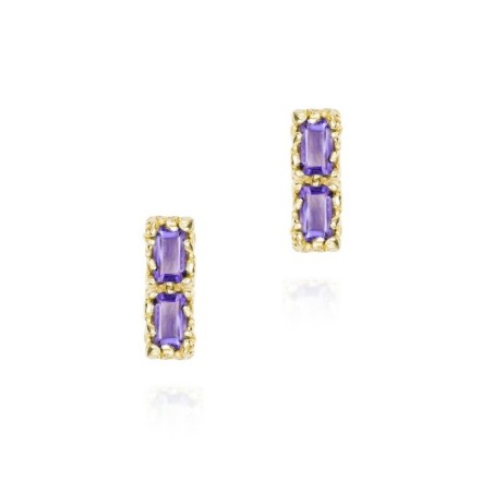 Midi rectangular amethyst earrings in 18k gold vermeil