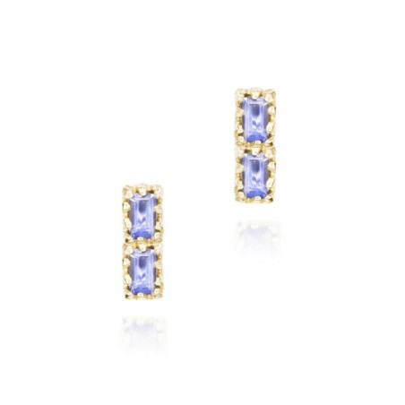 Midi rectangular iolite earrings in 18k gold vermeil