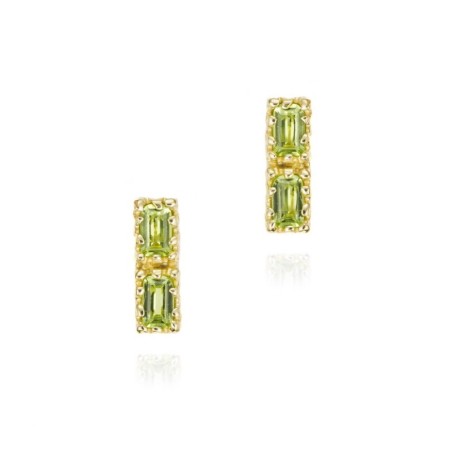 Midi rectangular peridot earrings in 18k gold vermeil