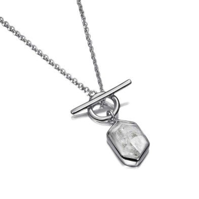 Collar con cuarzo herkimer de plata de ley 925