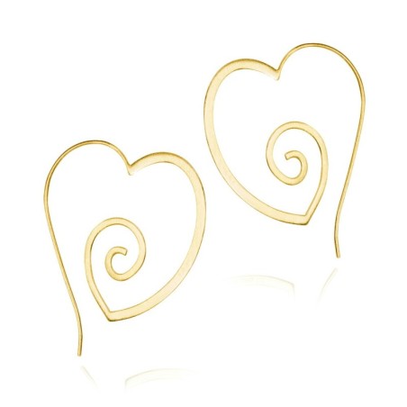 Pendientes corazón de plata con baño de oro 18k