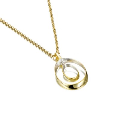 Rounded 18k gold vermeil silver pendant