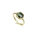 Hexagonal Moss Agate Ring with 18k Gold Vermeil