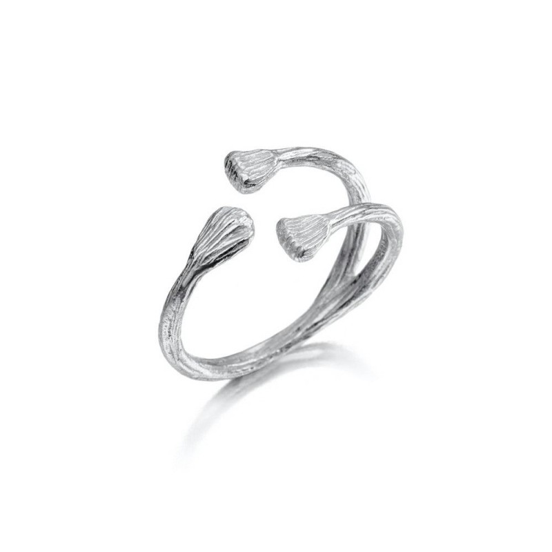 Adjustable ring with an irregular texture in 925 sterling silver