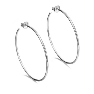 Thin hoop earrings in sterling silver