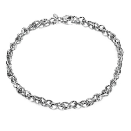 Infinity Necklace with Snake Texture in 925 Sterling Silver