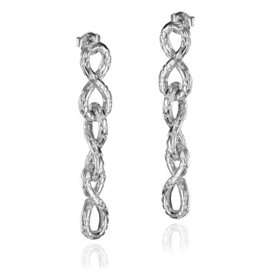 Long Infinity Earrings in Sterling Silver 925