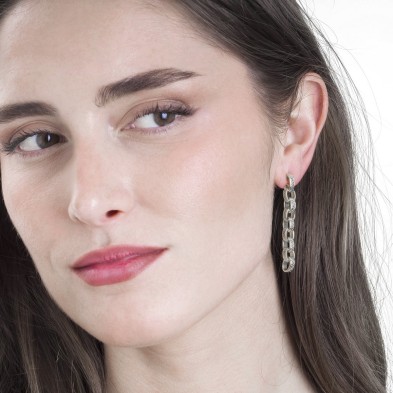Long link earrings in 925 sterling silver