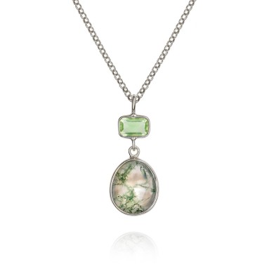 Moss agate pendant in sterling silver