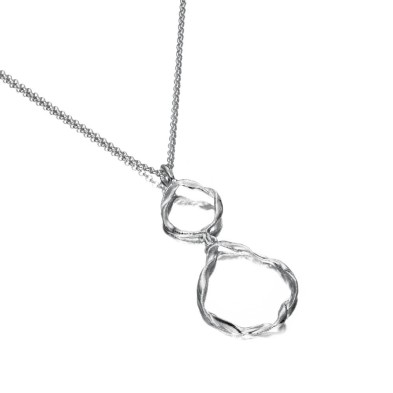 Irregular two-link pendant in sterling silver 925