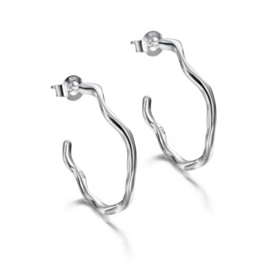 Pendientes de aro irregular de plata de ley 925