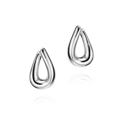 Teardrop design hook earrings in sterling silver
