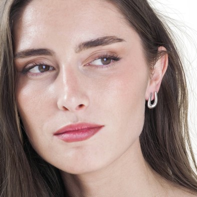 Teardrop design hook earrings in sterling silver