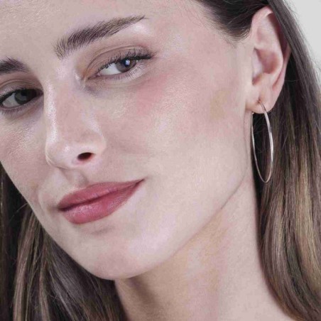 Thin hoop earrings in sterling silver 925