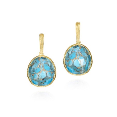 Pendientes de turquesa con baño de oro 18k